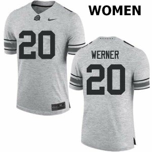Women's Ohio State Buckeyes #20 Pete Werner Gray Nike NCAA College Football Jersey New Arrival RKL6444HB